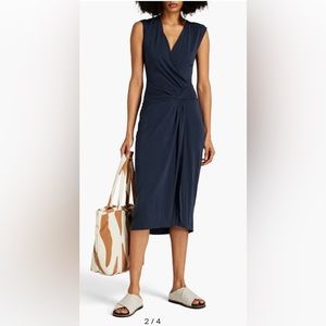 RAG & BONE Midnight Blue Christy wrap jersey midi dress Size XXS (00-0) NWT